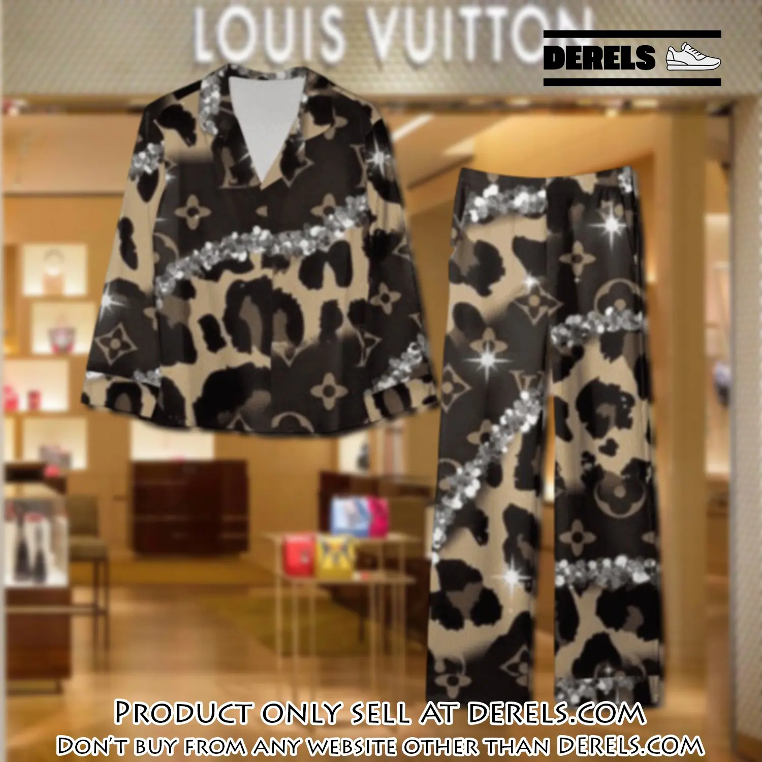 Trending luxury lv satin pajama set pjs1087 dr3424418